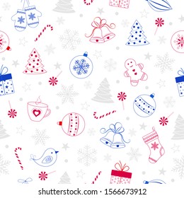 New year background. Can be used for wrapping paper, textile design, gift bag, scrapbooking. Elements for greeting card.
