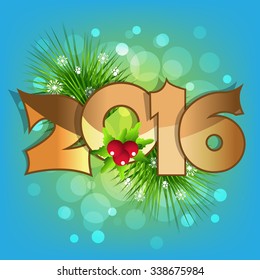 New Year Background, Card with Christmas tree vector illustration