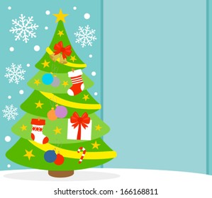 New Year  background card  with fir-tree