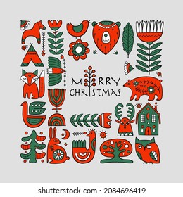 New Year Background. Christmas Card for your design. Nordic Style