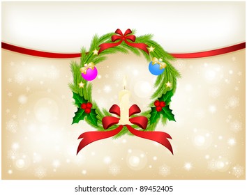 New year background with christmas wreath on abstract background