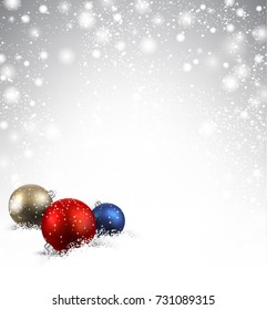New Year background with colorful Christmas balls. Vector illustration.