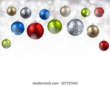 New Year background with colourful balls. Vector illustration.