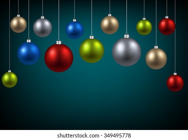 New Year background with colourful balls. Vector illustration.
