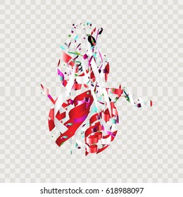 New Year background with confetti and colorful ribbons in the shape of a Christmas snowman.Vector illustration eps10.