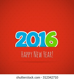 New year background. Date 2016 on a red background. Vector illustration.