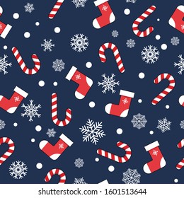 new year background decoration sock snowflake snow candy celebration blue and white and red christmas winter wrapping paper design