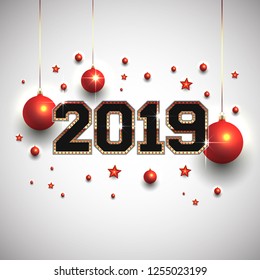 New Year Background Design with 2019 Numbers