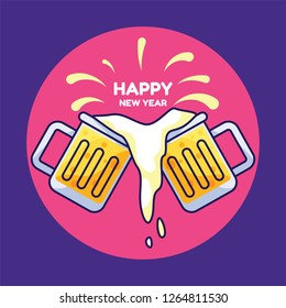 New year background design. New Year is the time or day at which a new calendar year begins and the calendar's year count increments by one.