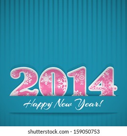 New year background with digits 2014 and stripes on blue