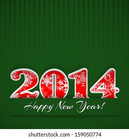 New year background with digits 2014 and stripes on green