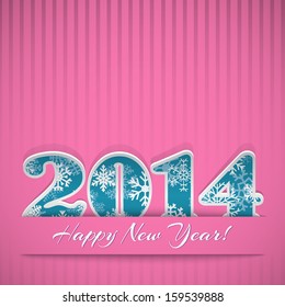 New year background with digits 2014 and stripes on pink