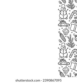 New year background. Doodle illustration with christmas and new year icons