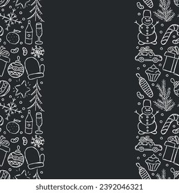 New year background. Doodle illustration with christmas and new year icons