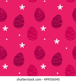 New Year background with eggs and flowers. Vector pattern.