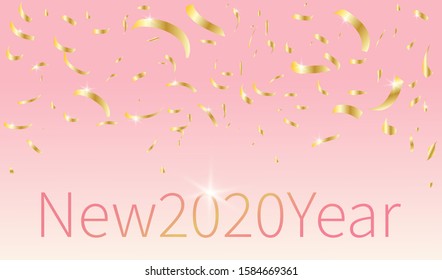 New year background with falling golden confetti. New 2020 Year.
Holiday poster. Festive picture for a good mood. 
All objects are isolated.
Vector illustration