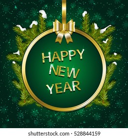 new year background with fir branches and snow 