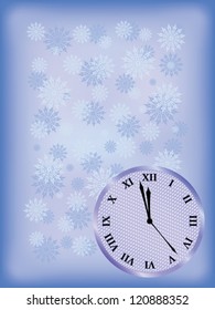 New Year background with five minutes to twelve clock vector illustration