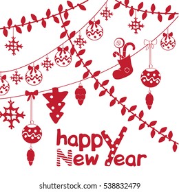 New year background with garlands and balloons