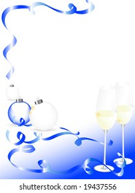 New year background with glasses and balls