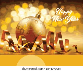 New Year background with gold ball