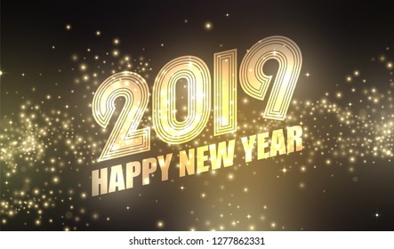 New Year background. Gold glitter stardust background. Vector illustration