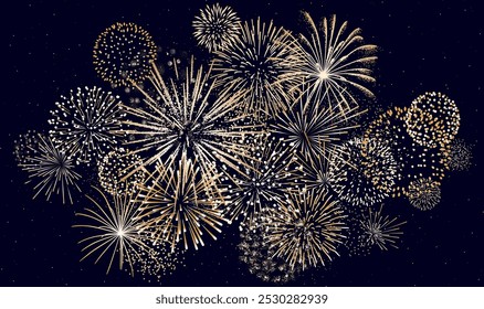 New Year background with gold vector fireworks