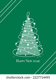 Antecedentes de Año Nuevo. Feliz Año Nuevo. Elegante árbol blanco de Navidad. Decoración, invitación, tarjeta de felicitación. Cartel, folleto, afiche. Ilustración vectorial.