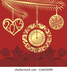 New year background house pattern vector illustration