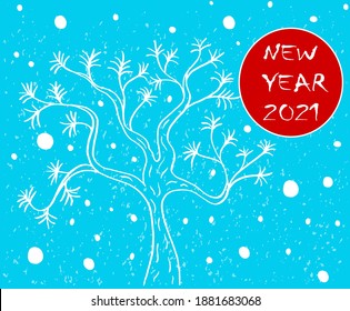 Neujahr Hintergrund mit japanischem Pine für Verpackung, Geschenkpapier, Druck auf Stoff, Banner, Poster, Dekoration, Postkarte. Handgezeichneter Neujahrshintergrund. Japanische Pine and Snow-Postkarte. EPS10.