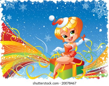 New Year background with lady