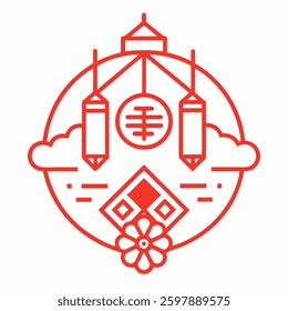 New Year background line art illustration