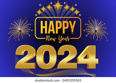 New Year background with a modern golden numbers celebrating 2024