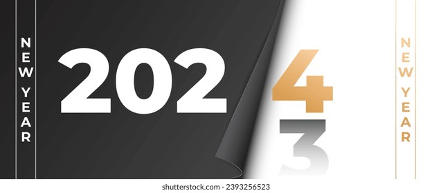 New year background with number 2023 change to 2024