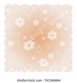 New Year background in pastel colors with snowflakes, stars and bone