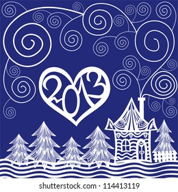 New year background pattern house white winter vector illustration