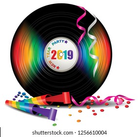 New Year background with rainbow vinyl record