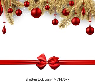 New Year Background Red Satin Bow Stock Vector (Royalty Free) 747147577 ...