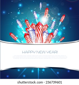 New year background with rocket fireworks - vector
