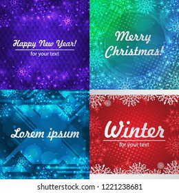 New year background set. Set of Christmas background with snowflakes
