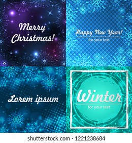New year background set. Set of Christmas background with snowflakes