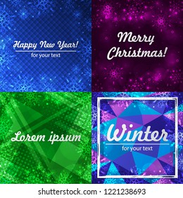 New year background set. Set of Christmas background with snowflakes