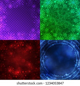 New Year background set. Winter frame with snowflakes. Christmas Greeting Card.  Christmas backgrounds with space for your text. Winter banner. Christmas backdrop. New Year flyer.