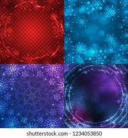 New Year background set. Winter frame with snowflakes. Christmas Greeting Card.  Christmas backgrounds with space for your text. Winter banner. Christmas backdrop. New Year flyer.