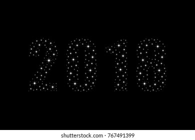 New Year background shimmering bright stars in black background