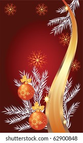 New year background with silver fur-tree and Christmas ball