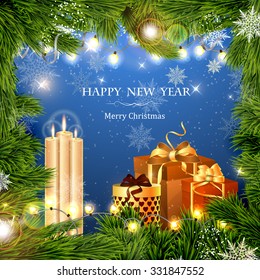 New year background with snowflakes