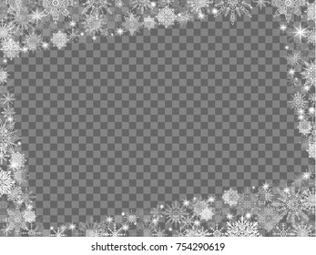 New Year background snowflakes with photo frame transparent