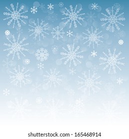 new year background with snowflakes with symbols of money: dollar, euro and yen (yuan) vector version