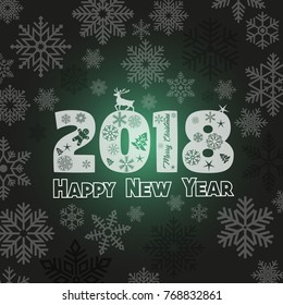 New year background with snowflakes and text